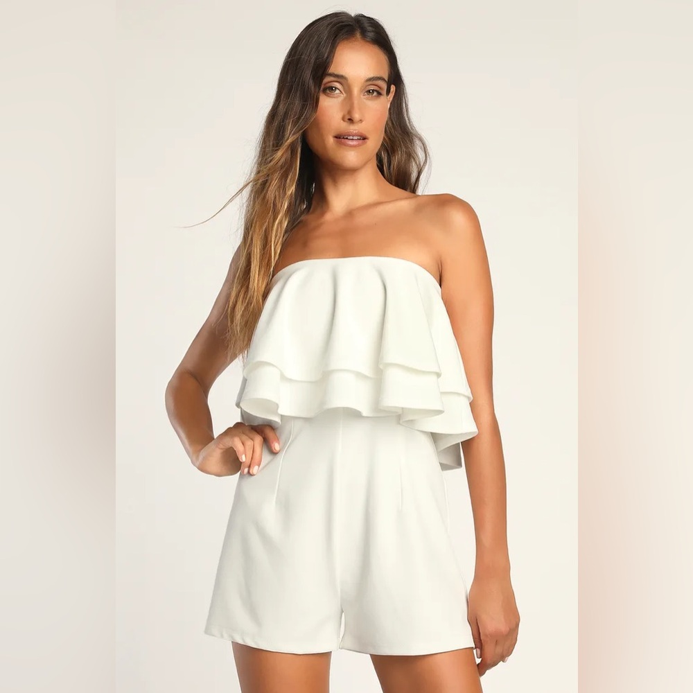 Lulus Ready to Flounce White Tiered Flounce Romper